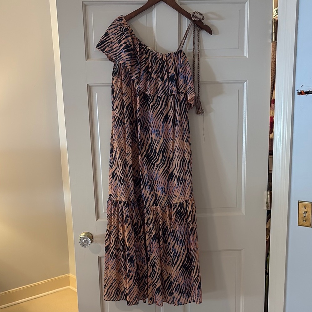 Chic One-Shoulder Zebra Print Dress
